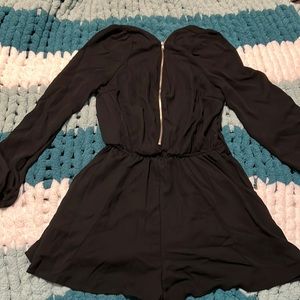 Purple Snow long sleeve black romper, boutique style